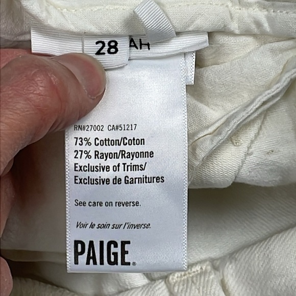 New Paige Pleated Leenah Pearl Chain Jeans White French Ivory Sz 28 - Picture 6 of 16